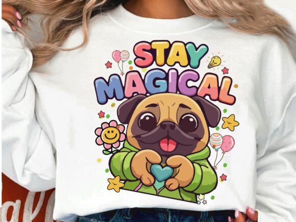 Adorable Magical Vibe Pug Tshirt Design Review