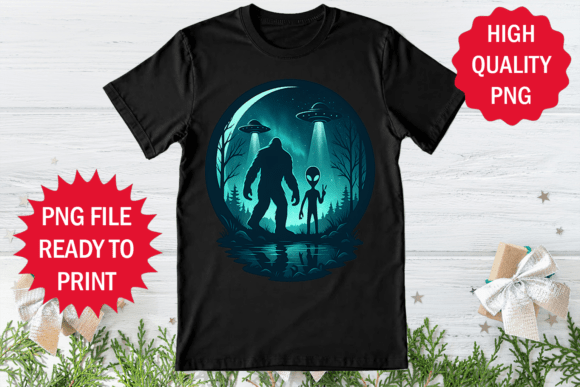 Bigfoot and Alien Design Clipart Png