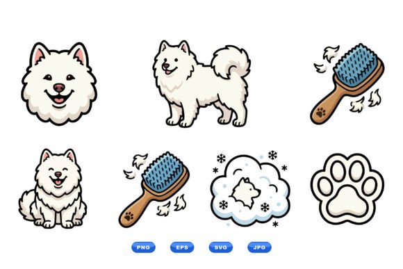 Fluffy Samoyed Dog Clipart Pack Review