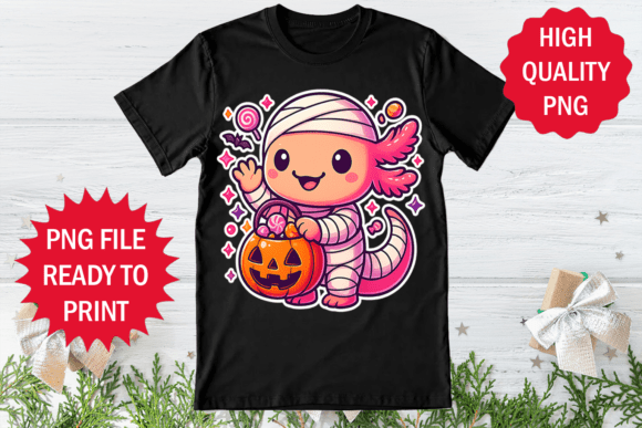 Ghost Axolotl with Pumpkin Halloween Png Review
